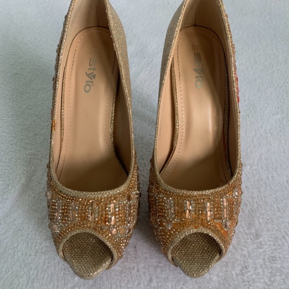 Embellished golden wedding heels - Picture 6 of 6